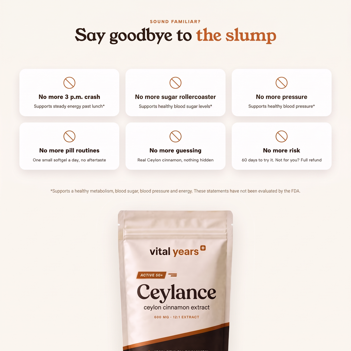 Say goodbye to the slump: no more 3 p.m. crash, no more sugar rollercoaster, no more pressure