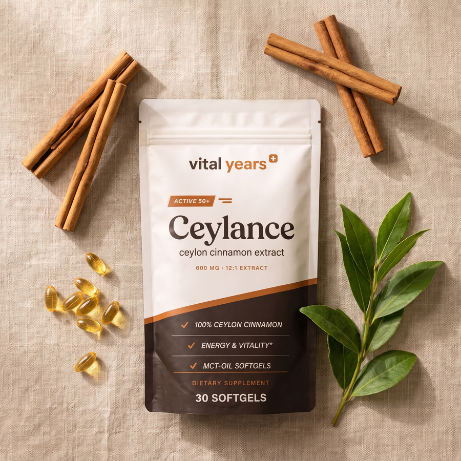 Ceylance pouch with softgels and cinnamon quills